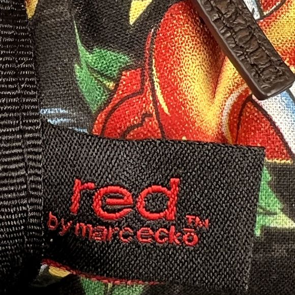 Vtg Red by Marc Ecko Sz 7"x5"x2" Handbag Clutch Buckles Brown Roses Crown Birds - Picture 5 of 16